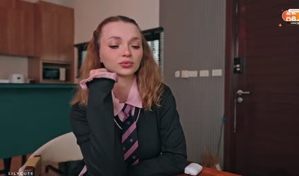 College girl with big tits gives the best blowjob