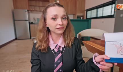 College girl with big tits gives the best blowjob