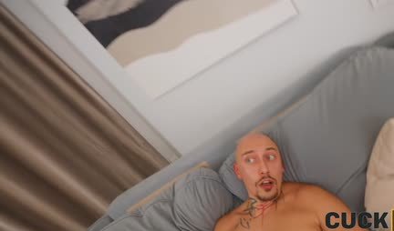 A young loser just watches how the beauty cheats on him