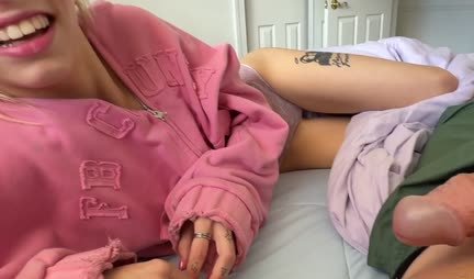 In close-up porn, stepsister took hold of her brother's penis