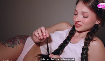 Russian cutie with pigtails sucks very cool before bed