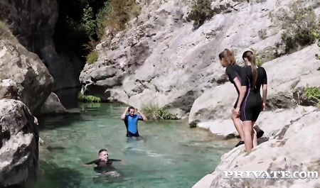 Threesome in the wild with two beautiful girlfriends