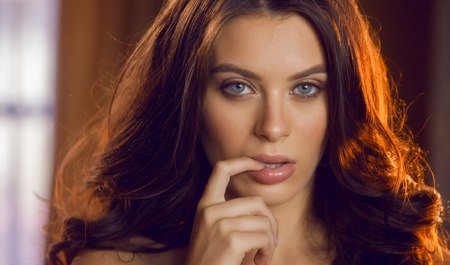 Appetizing brunette in anticipation of a Threesome ceremo...