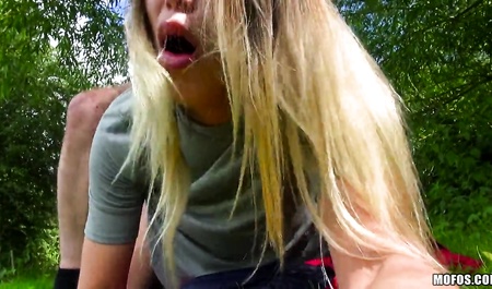 The guy ripped outdoors in the bushes Busty lady