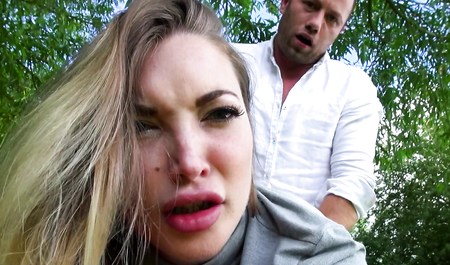 The guy ripped outdoors in the bushes Busty lady