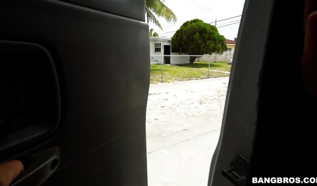 Boys take turns drawing a cute brunette in the cabin of the bus