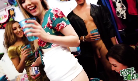 Chicks gain experience of lesbian sex at party