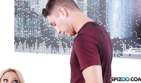 Beautiful blonde came to a friend to have sex with him