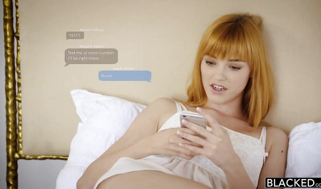 Redhead girl rides on a big member Negra