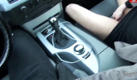 The couple has sex in the car in a public place